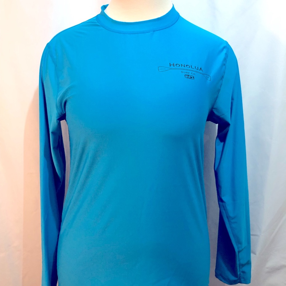 Honolua Surf Co. 2X Plus Rash Guard Turquoise Aqua Long Sleeve